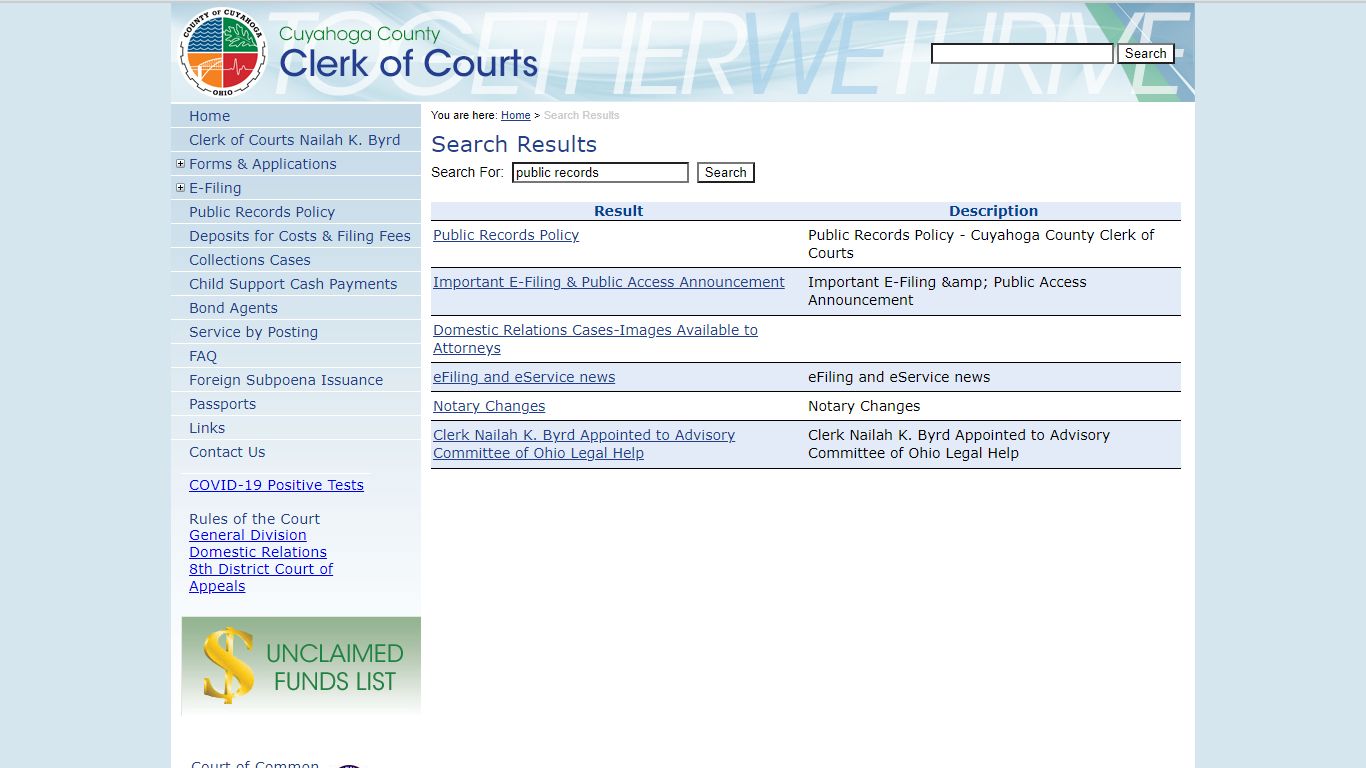 Search Results - Cuyahoga County Clerk of Courts